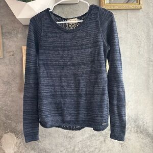 Hollister Dark Blue Lace Knit Top